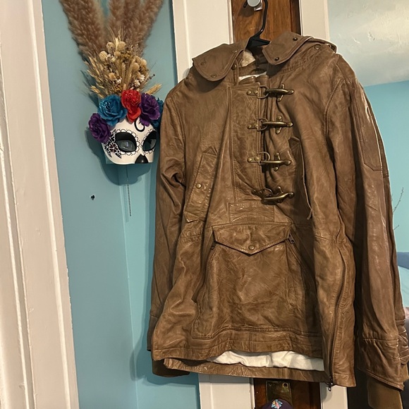 NICHOLAS K Sultan Jacket - Brown Leather Toggle Coat - Picture 5 of 16